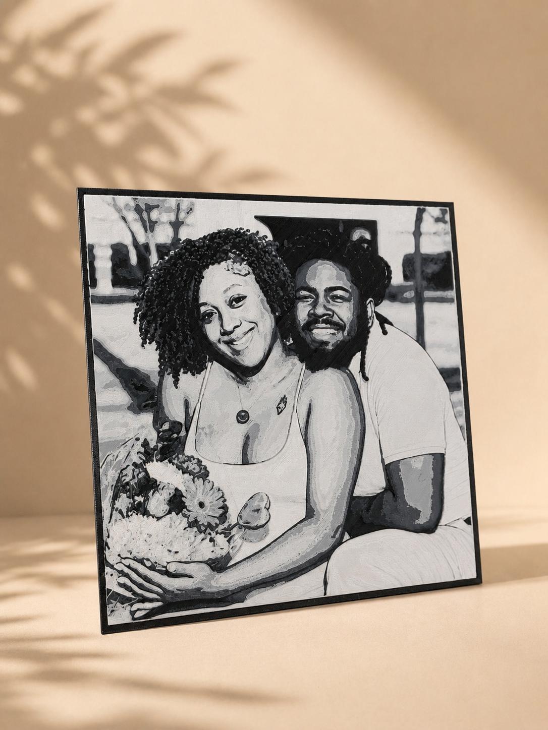 Personalized 3D Printed Family Portrait~B&W