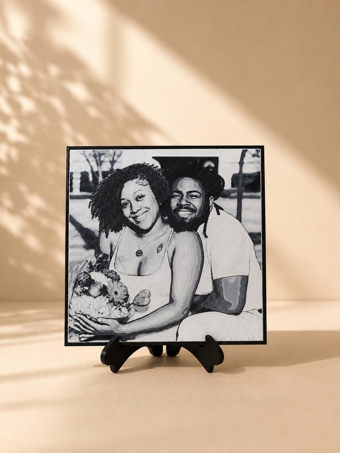 Personalized 3D Printed Family Portrait~B&W