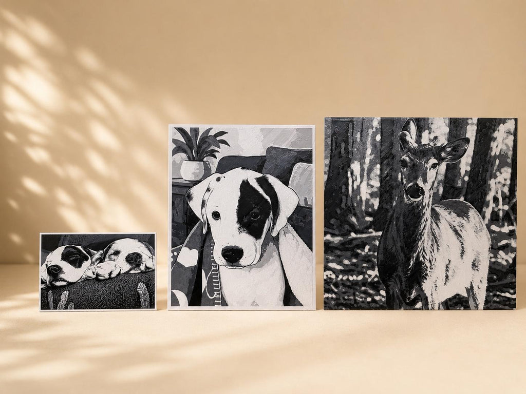 Personalized 3D Printed Pet Pawtrait~  B&W