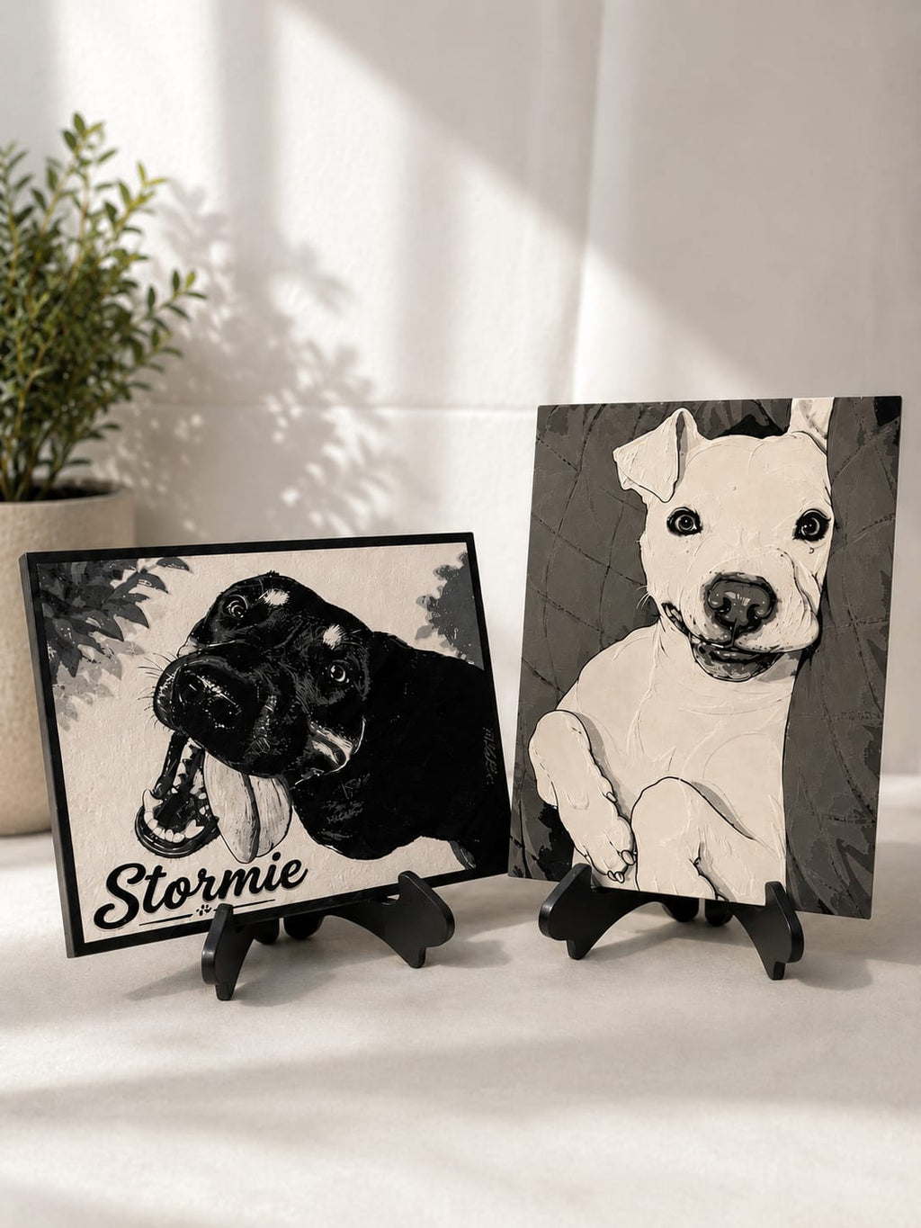Personalized 3D Printed Pet Pawtrait~  B&W