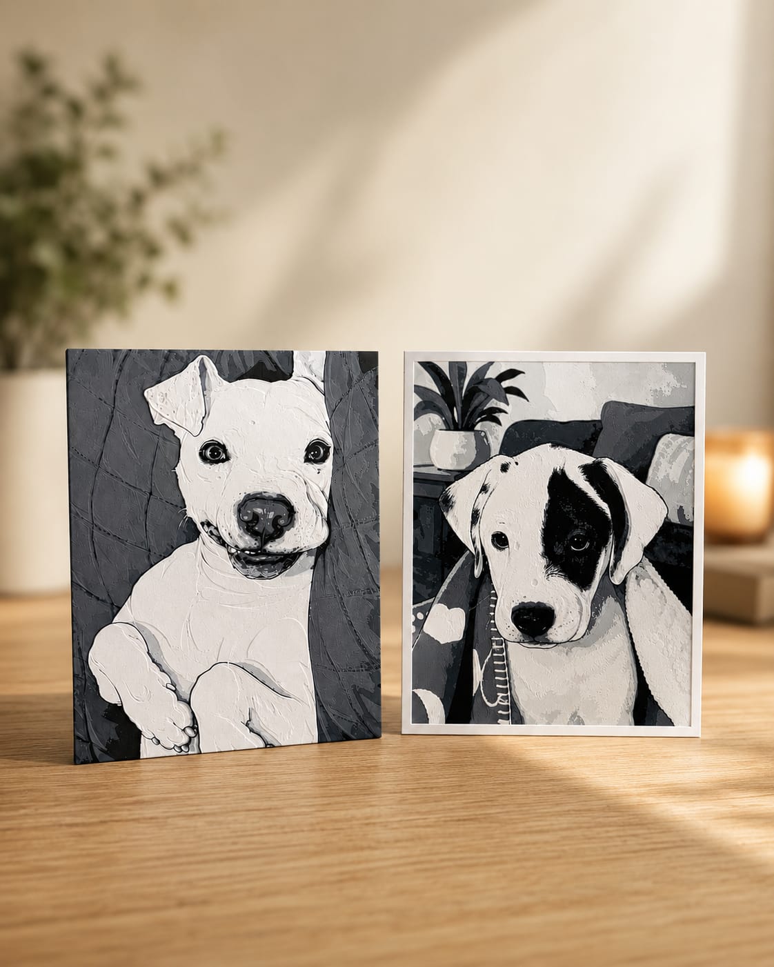 Personalized 3D Printed Pet Pawtrait~  B&W