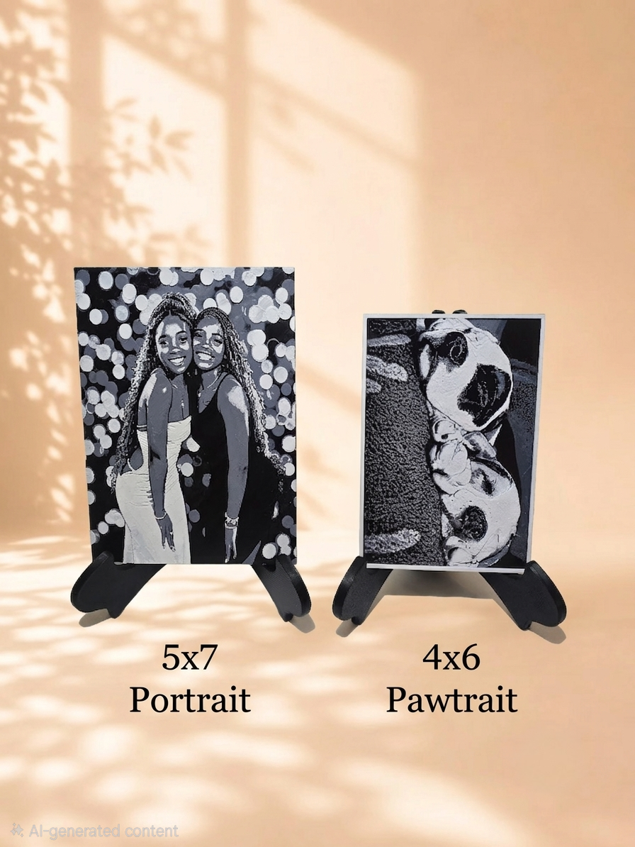 Personalized 3D Printed Textured Family Portrait~B&W